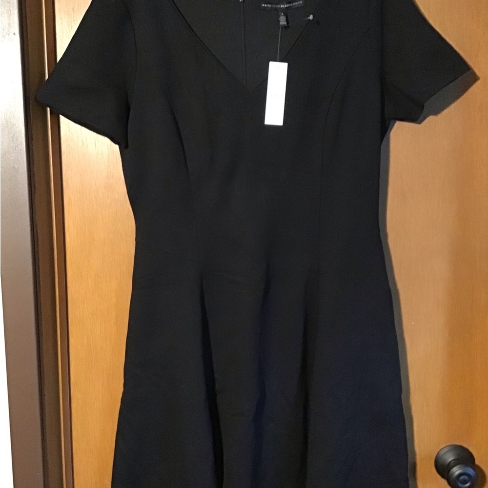 NEW White House/Black Market Black V-Neck Fit & Flare Dress - L